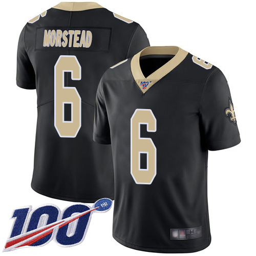 Men New Orleans Saints Limited Black Thomas Morstead Home Jersey NFL Football #6 100th Season Vapor Untouchable Jersey->new orleans saints->NFL Jersey